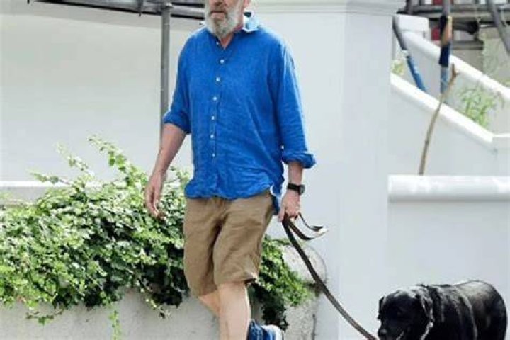 Hugh Laurie, The Star Of House, Walks With Shaggy Beard And Unruly Hair