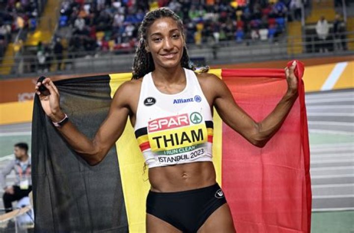 Nafissatou Thiam in Two-Piece Workout Gear is "High Jumping"
